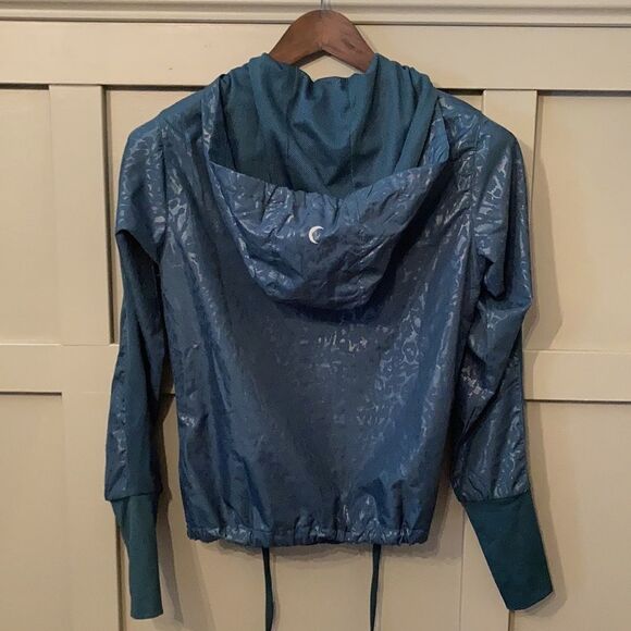 ZYIA Activewear Jade Green Animal Print Bomber Jacket Size XXS - Picture 7 of 9